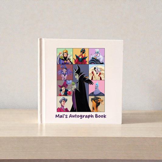 Personalized Disney Villains Autograph Book – Maleficent Centerpiece Design, Custom Name Disney Trip Signature Book