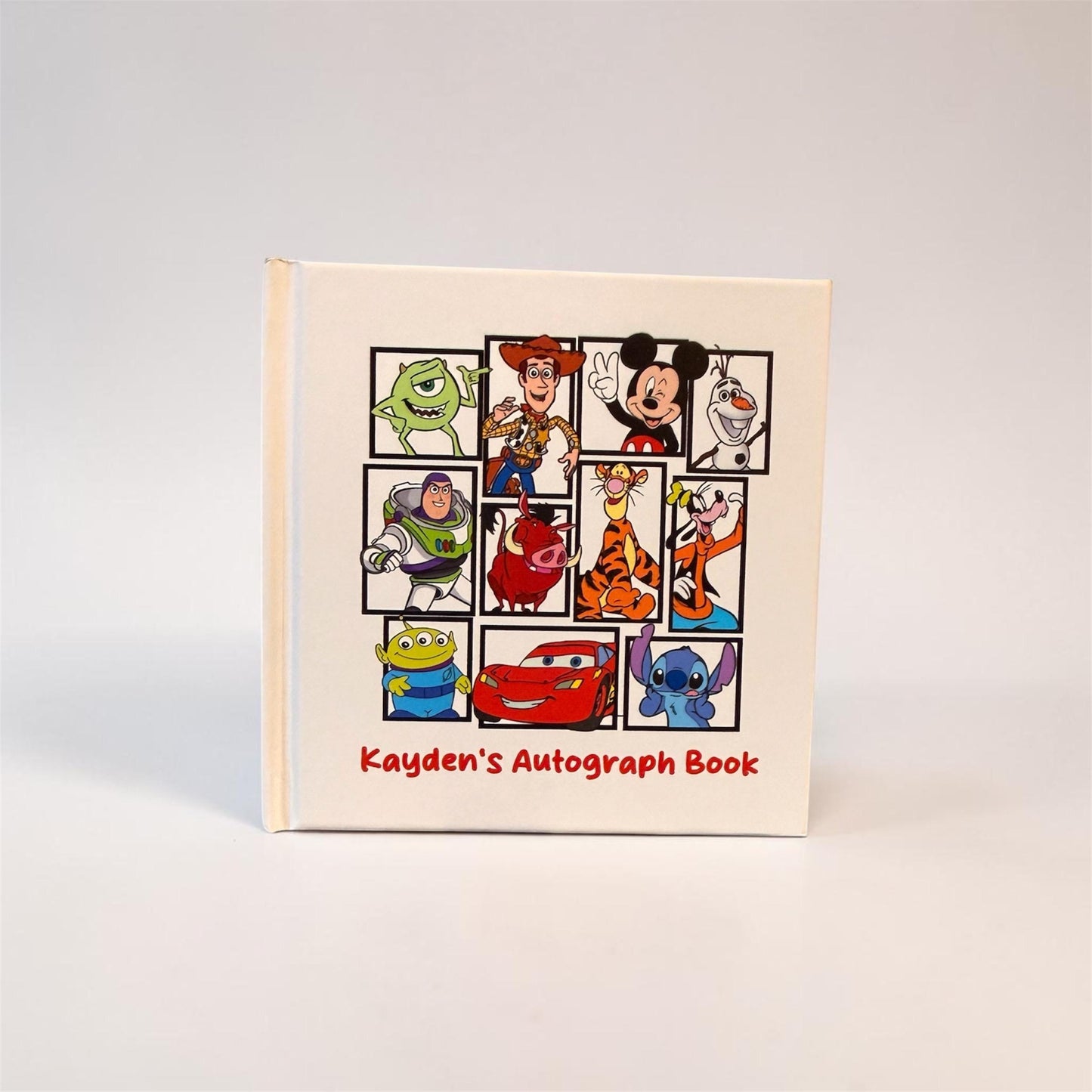 Disney Pixar Autograph Book, Custom Name Keepsake, Mickey Pixar Characters Book, Toy Story Cars Monsters Inc Stitch Kids Souvenir
