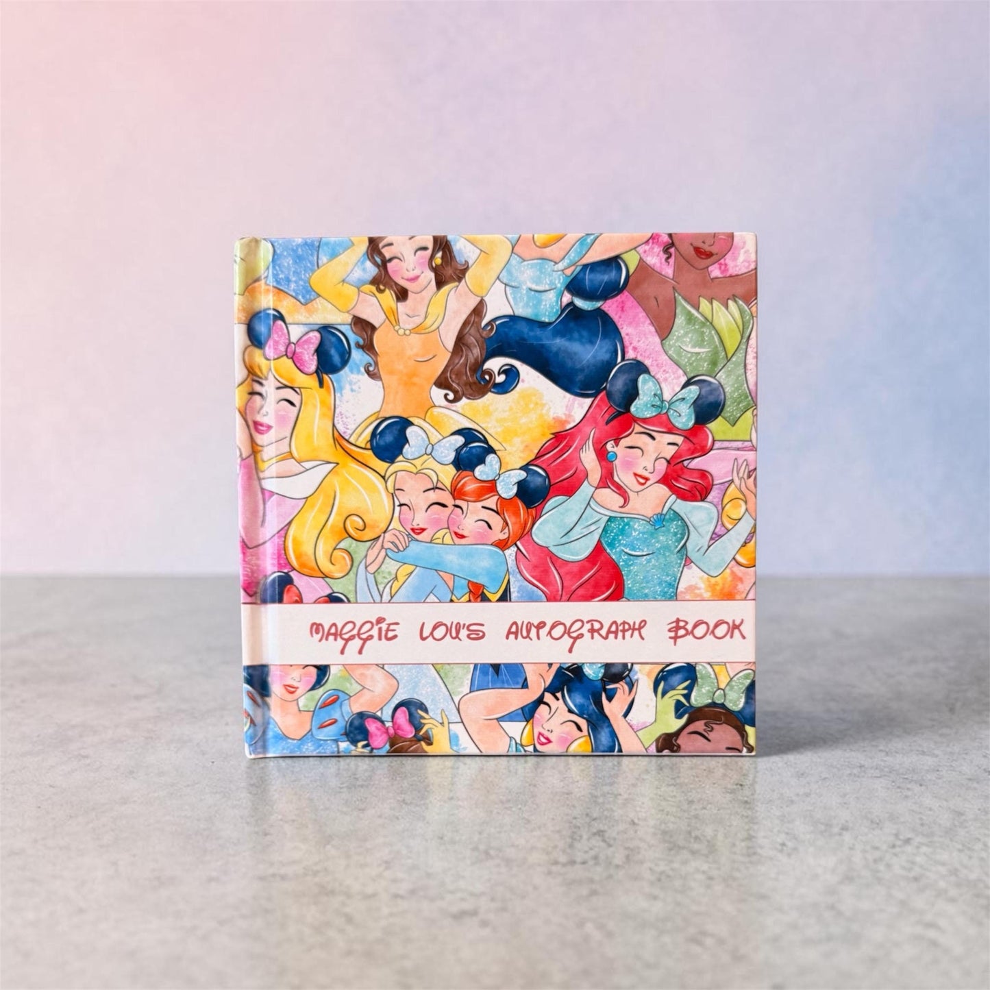 Personalized Disney Princess Autograph Book – Princesses with Mickey Ears Cover, Custom Name Disney Trip Signature Book for Kids