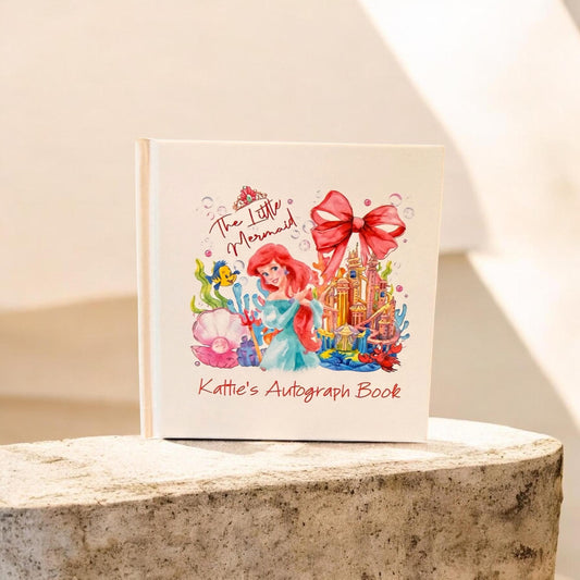 Personalized Ariel Autograph Book – The Little Mermaid Design, Custom Name Disney Trip Signature Book for Kids