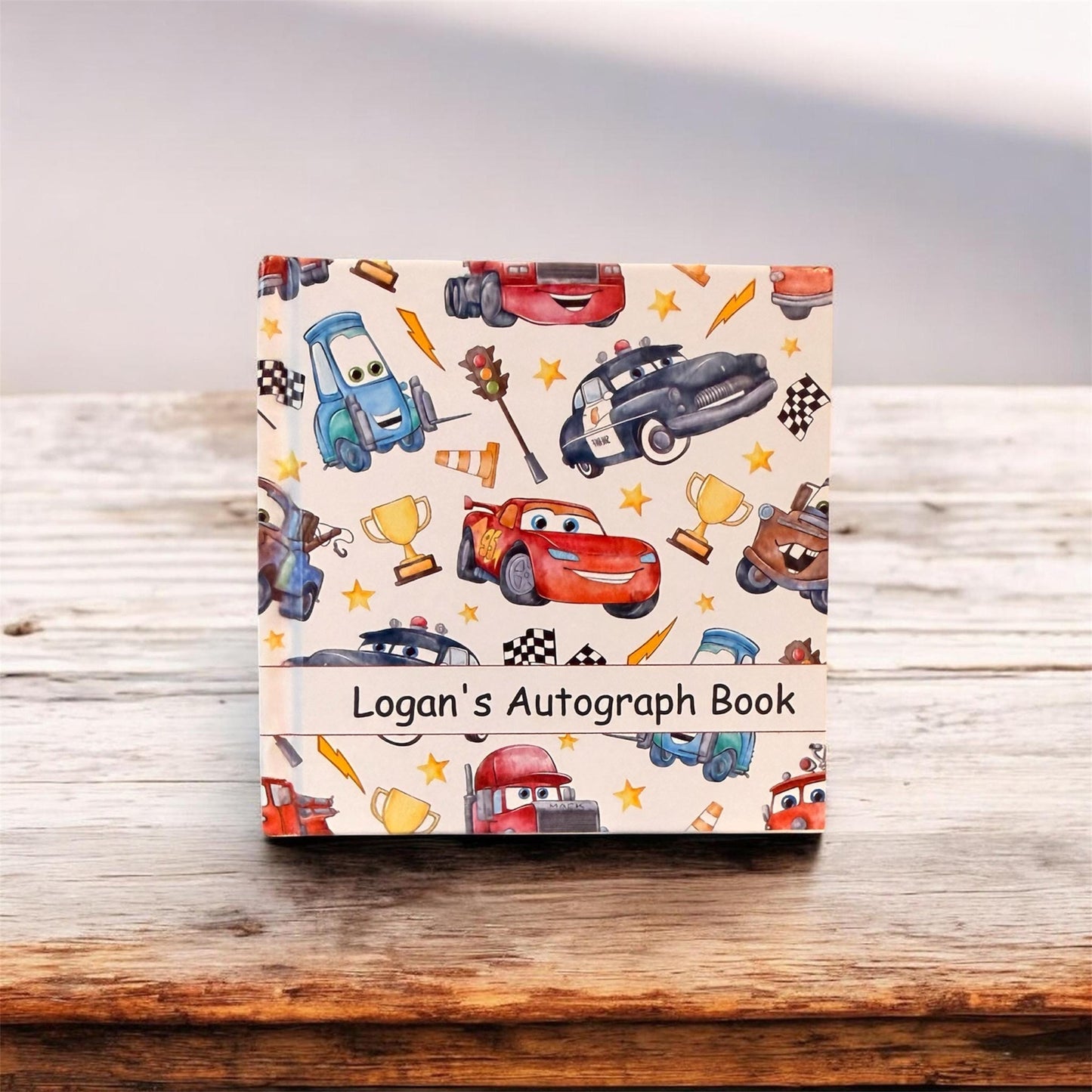 Personalized Cars Autograph Book – Custom Name Lightning McQueen Disney Trip Signature Book for Kids