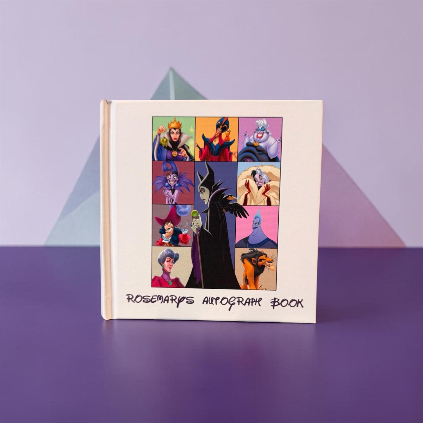 Personalized Disney Villains Autograph Book – Maleficent Centerpiece Design, Custom Name Disney Trip Signature Book