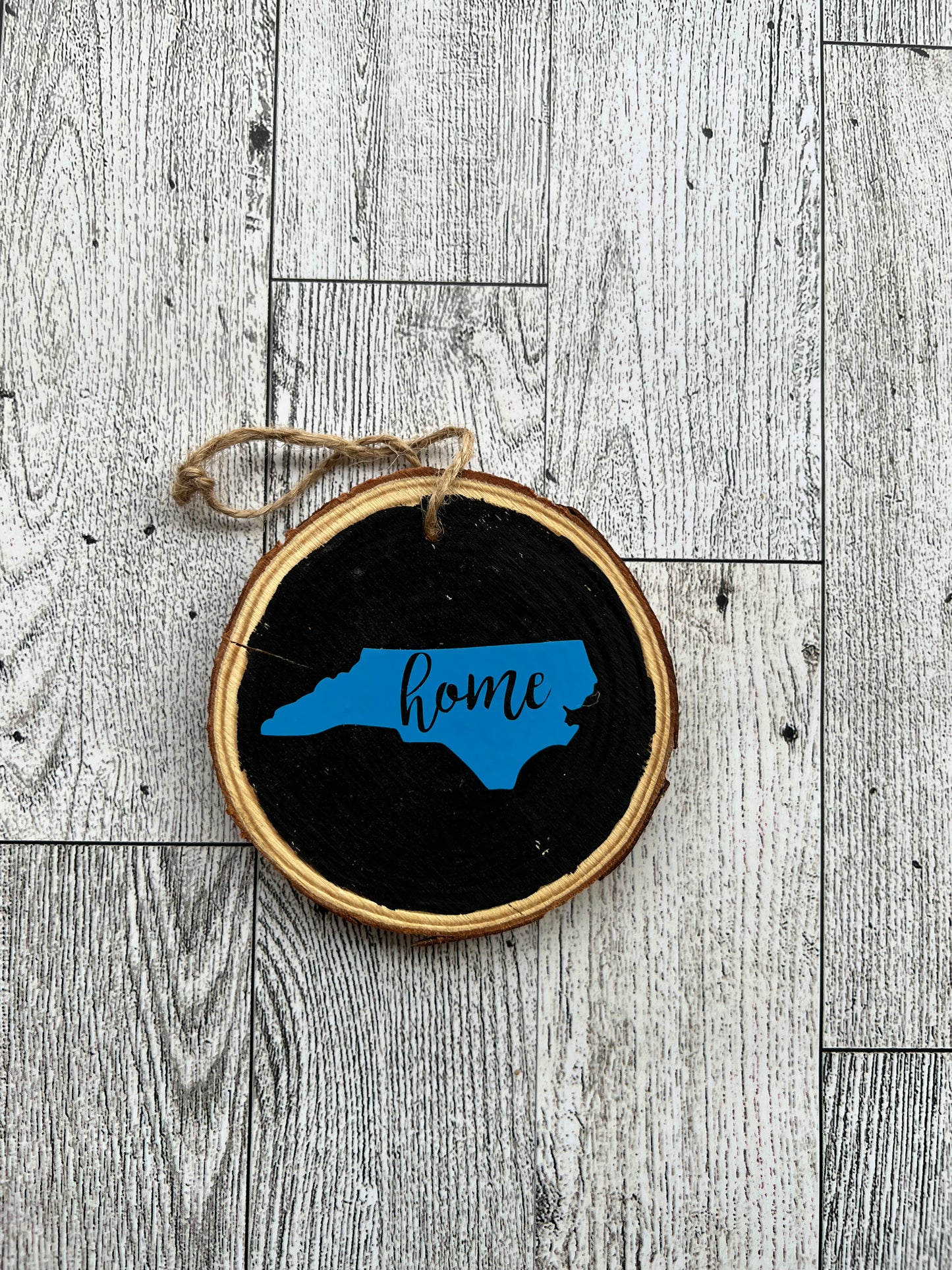 Blue NC Wood Slice Ornament