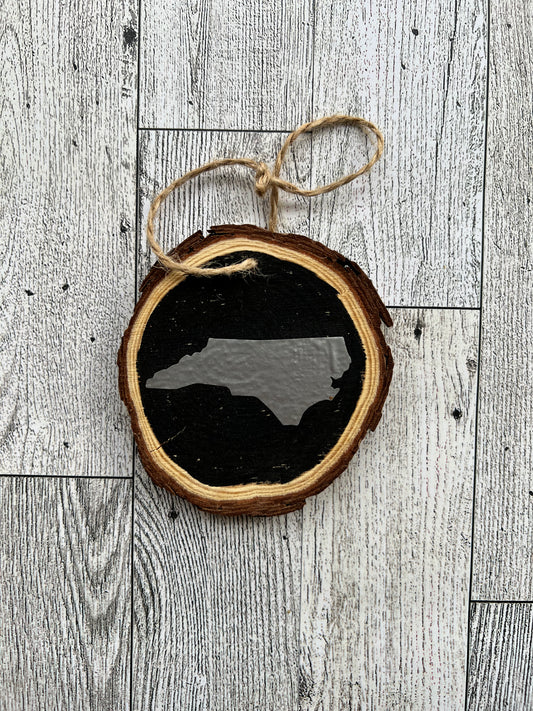 Silver NC Wood Slice Ornament