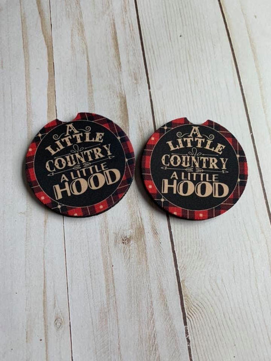 A Little Country A Little Hood Car Coasters