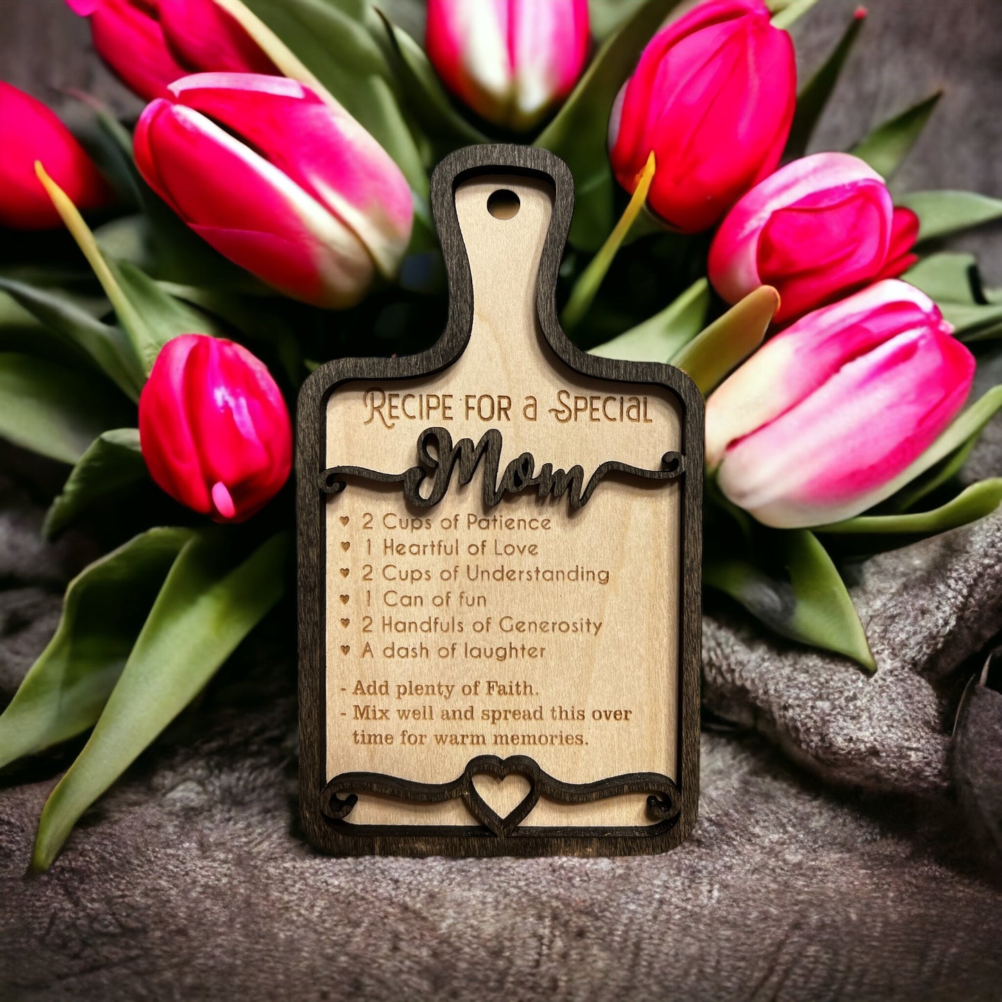 Mom Recipe Cutting Board Sign