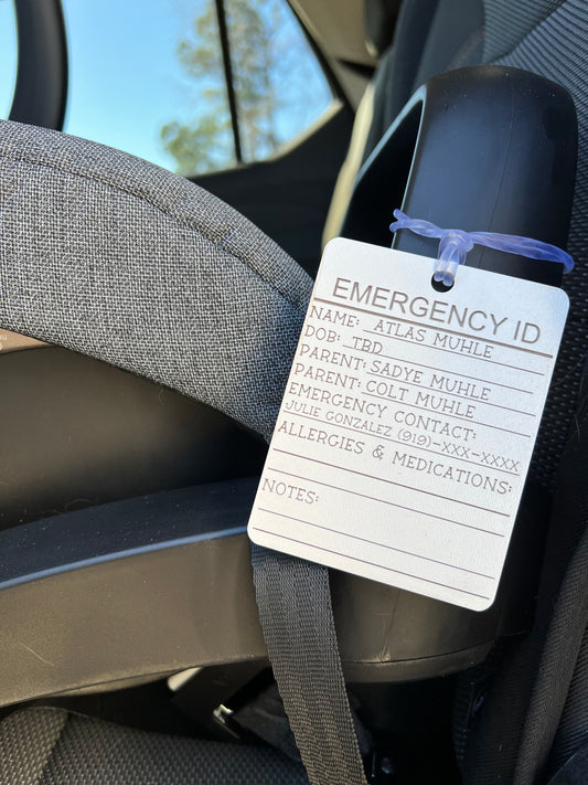 Emergency ID Tag for Car Seat